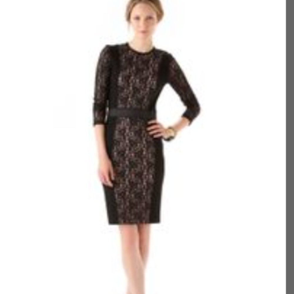 Black Malene Birger stretch wool and lace dress size Medium